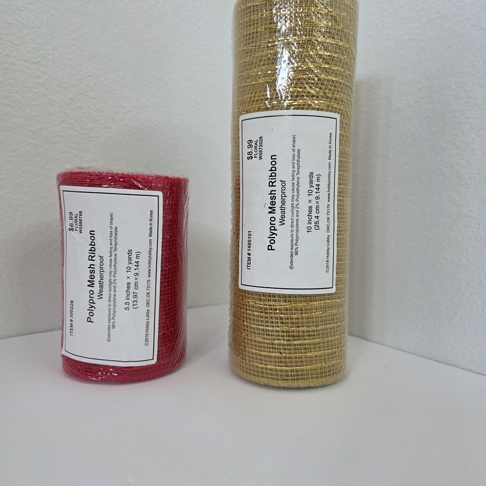 Polypro Mesh Ribbon Set - Red and Tan - Picture 3 of 15
